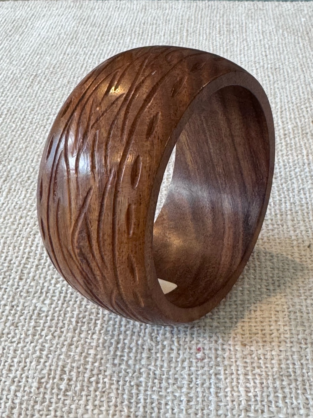 Iris Apfel Estate! Beautiful Carved Wood Chunky Bangle Bracelet Jewelry!